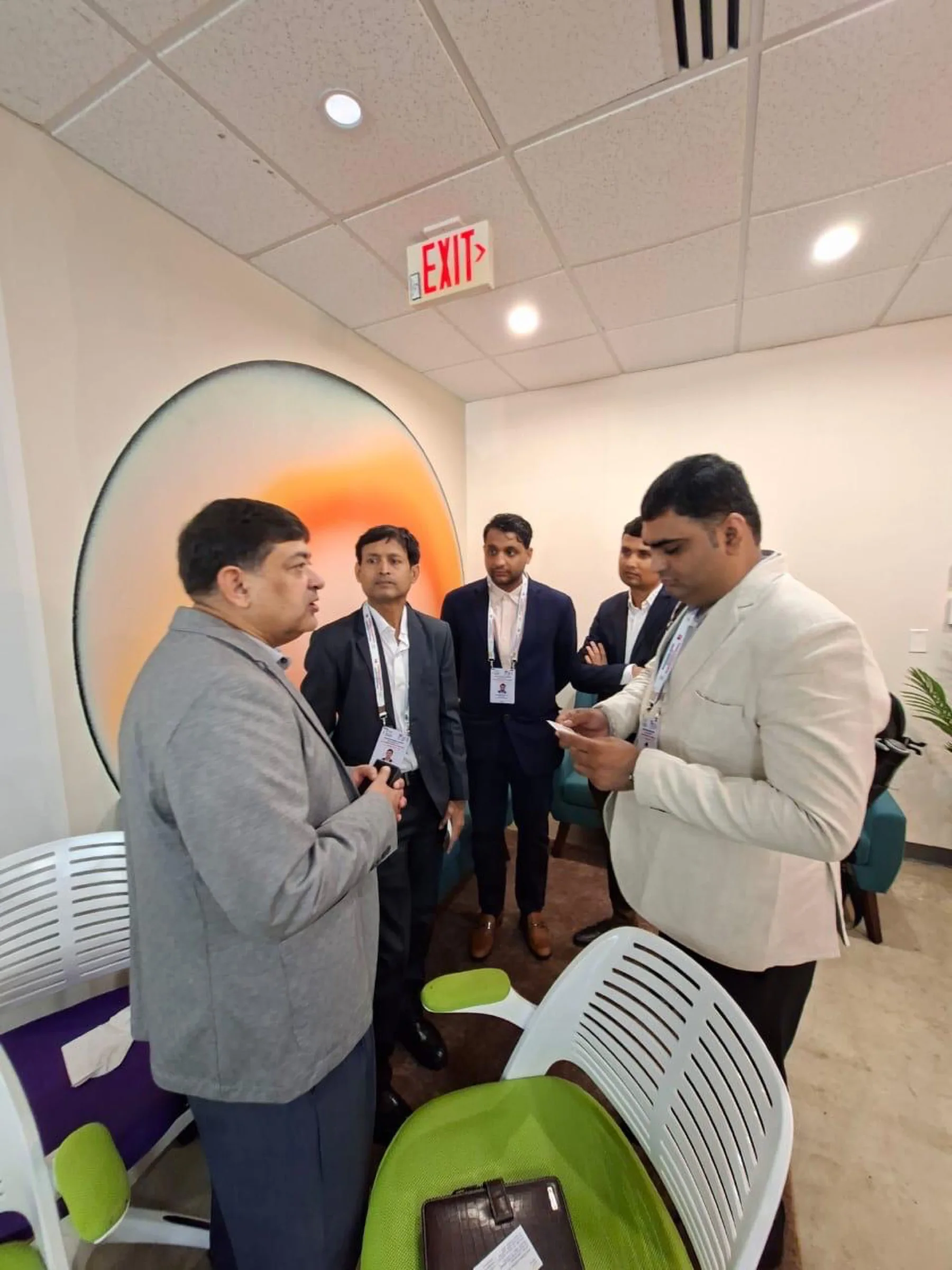 Business leaders greeting one another